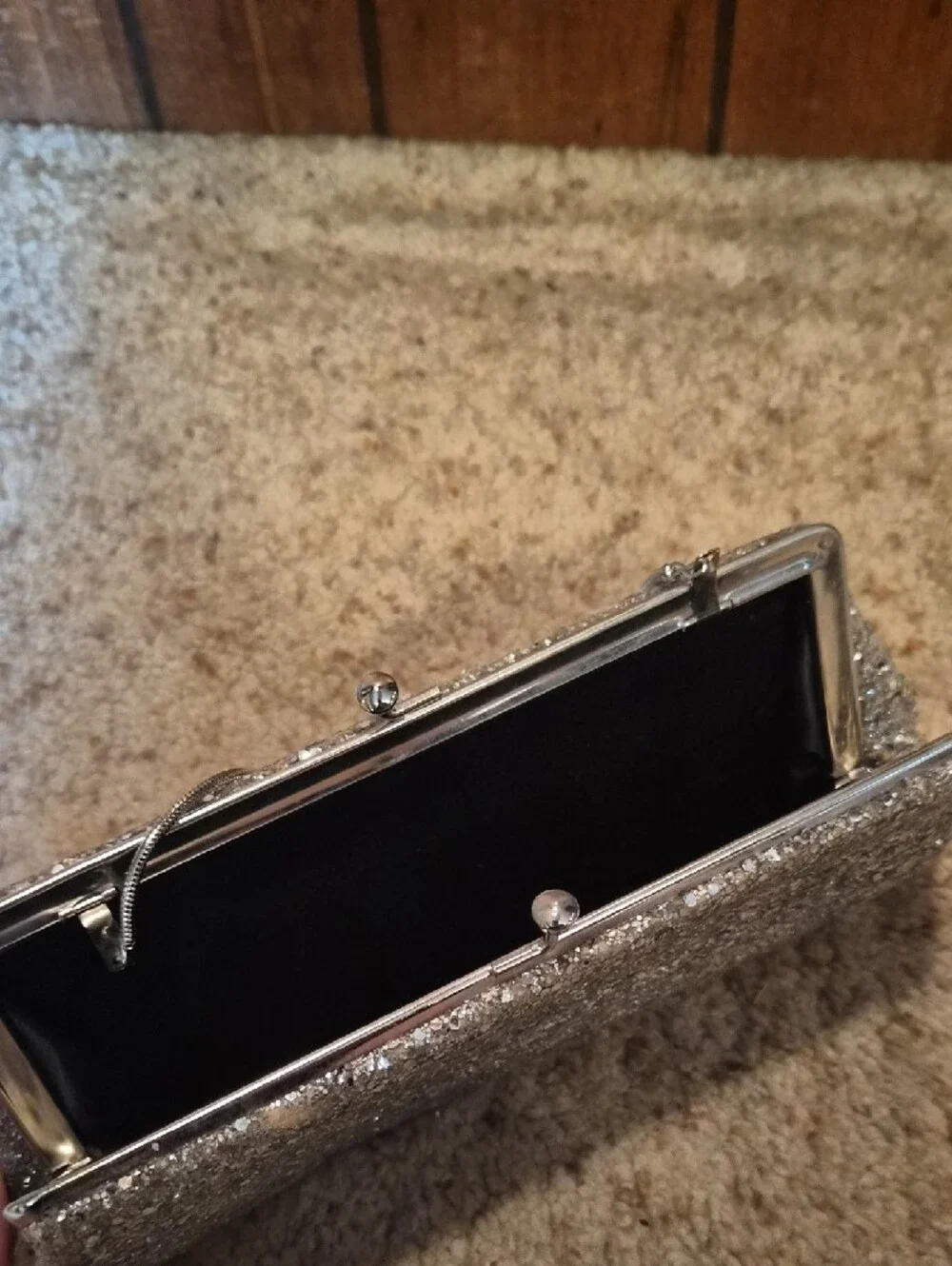 Vintage 1960s Silver Glitter Evening Clutch